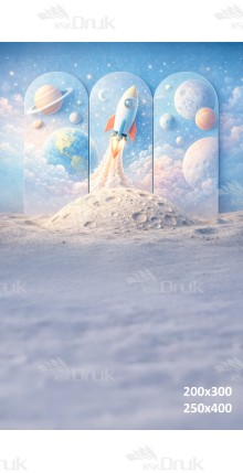 Tło fotograficzne „Pastelowa rakieta wśród gwiazd” | UB_876